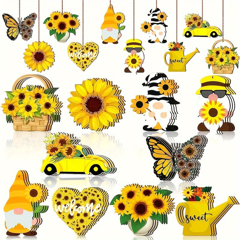 Wooden 2D Sunflower, Gnome, Butterfly, Chrysanthemum, Sunflower, Car, Kettle Pendant - Yellow Floral Pendant With Rope, Perfect For Birthday Parties And Holiday Celebrations, Gnome Garden Decoration! Wooden 2D Sunflower, Gnome, Butterfly, Chrysanthemum, Sunflower, Car, Kettle Pendant - Yellow Floral Pendant With Rope, Perfect For Birthday Parties And Holiday Celebrations, Gnome Garden Decoration!
